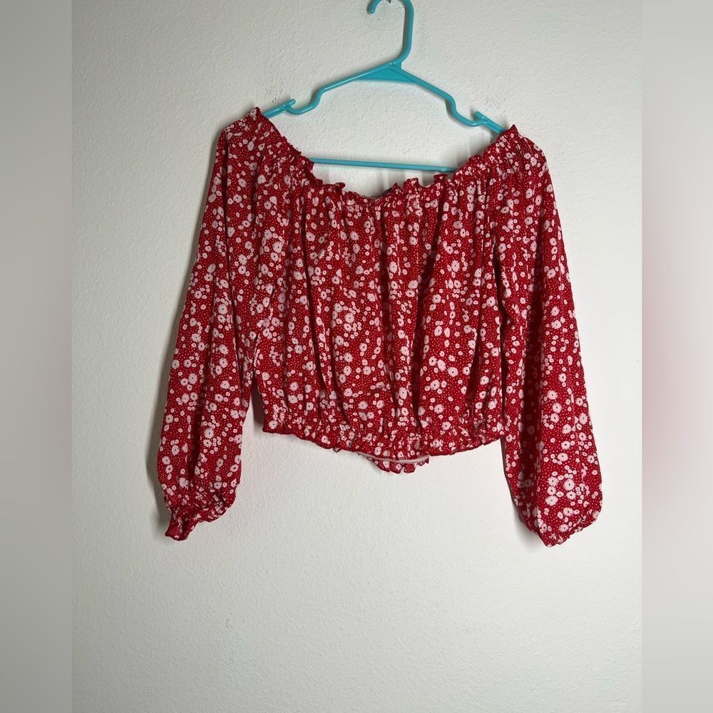 Zaful Flowy Off Shoulder Crop Top Size 8 - Picture 2 of 8